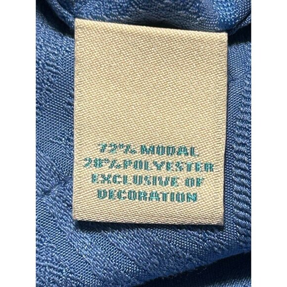 Caribbean‎ Men's Blue Button-Up Short Sleeve Shirt Size XL Bamboo Print Modal - Picture 5 of 5